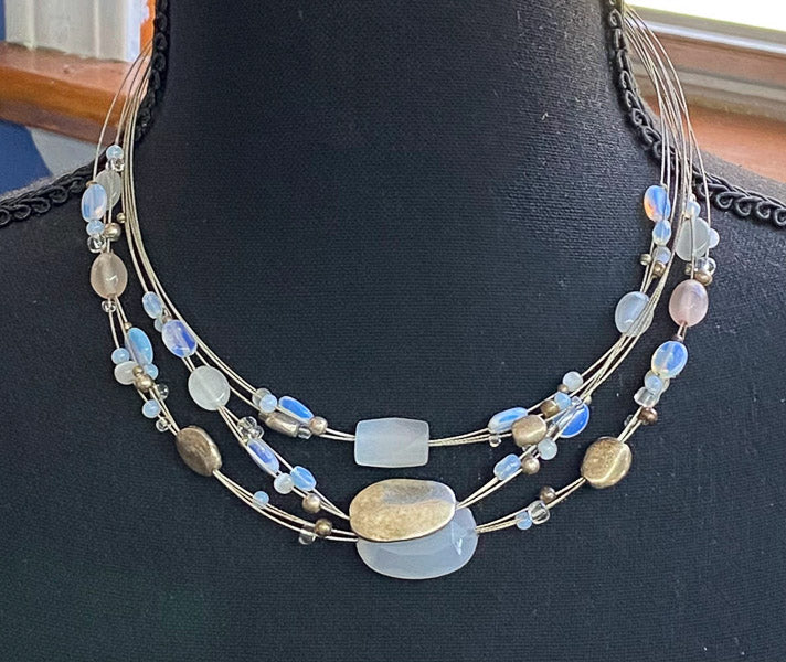 5200-Glass Opalite Layered Necklace