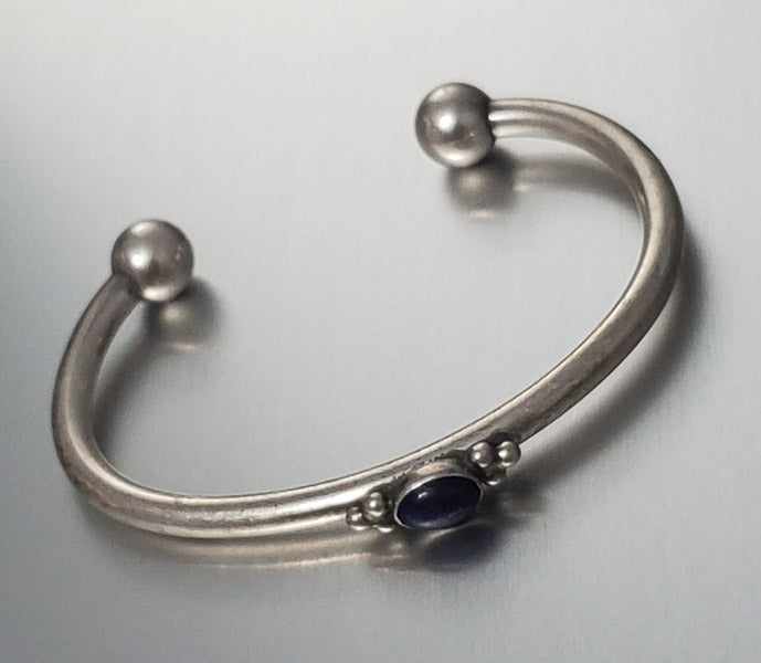 3586-SOLID Sterling Bali Style Lapis Cuff Bracelet