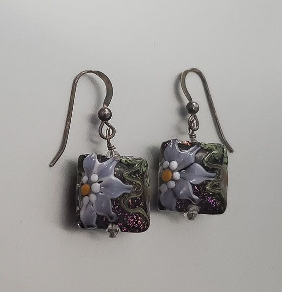 Unique Sterling Silver Art Glass Earrings