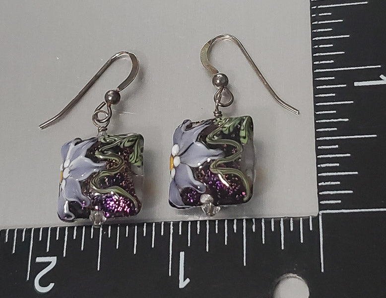 Unique Sterling Silver Art Glass Earrings