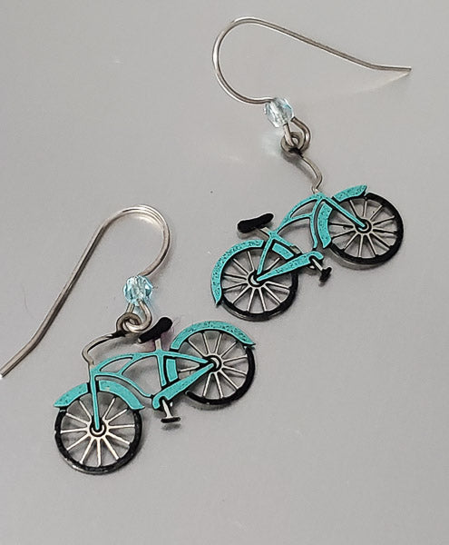 3702-Thin Bicycle Sterling Silver Hook Earrings