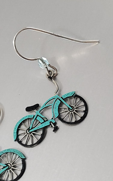 3702-Thin Bicycle Sterling Silver Hook Earrings