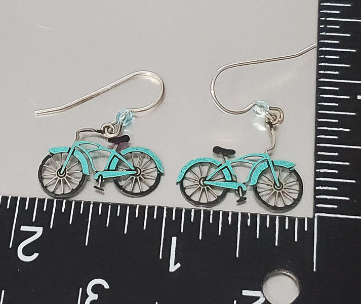 3702-Thin Bicycle Sterling Silver Hook Earrings