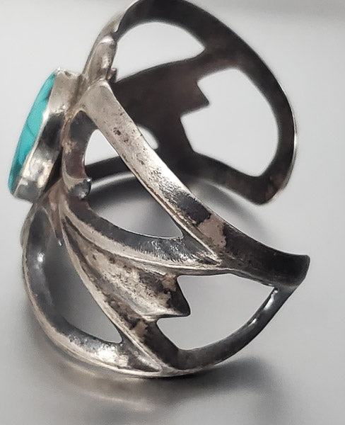 Mega Turquoise Sand Cast Navajo Sterling Bracelet