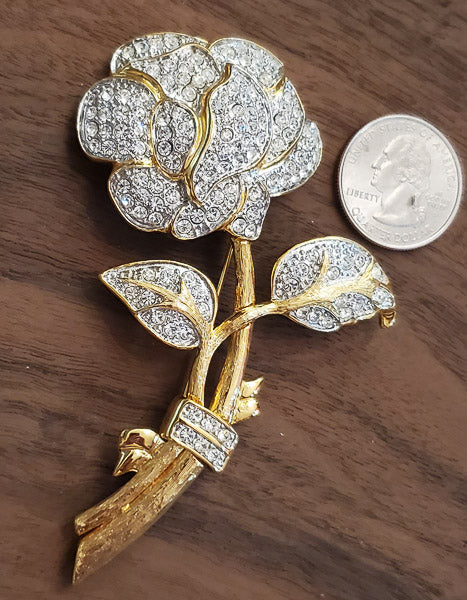 NOLAN MILLER Rhinestone Flower Brooch