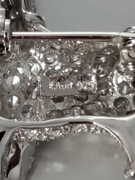 1106-E. Pearl Sterling Rhinestone Dog Brooch