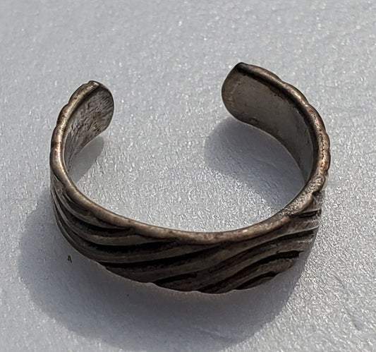 Wave Designed Sterling Silver Adjustable Ring