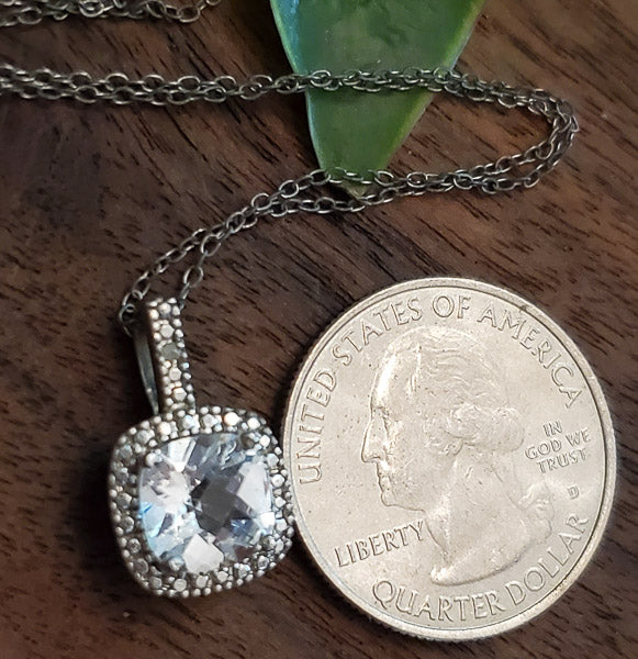 Diamond and White Topaz Sterling Silver Necklace