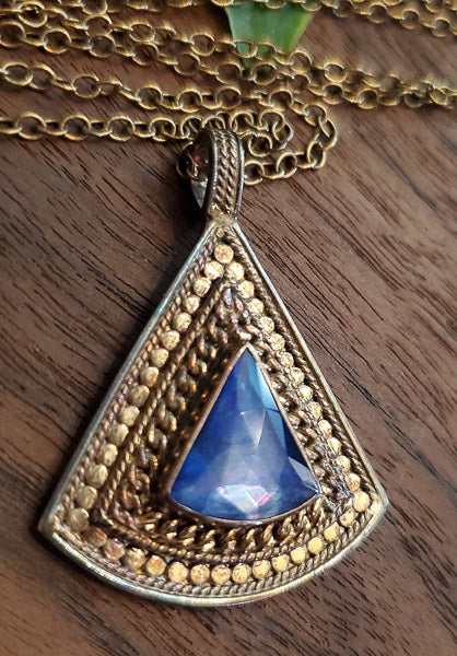 ANNA BECK 18k Gold over Sterling Abalone Purple Quartz Necklace
