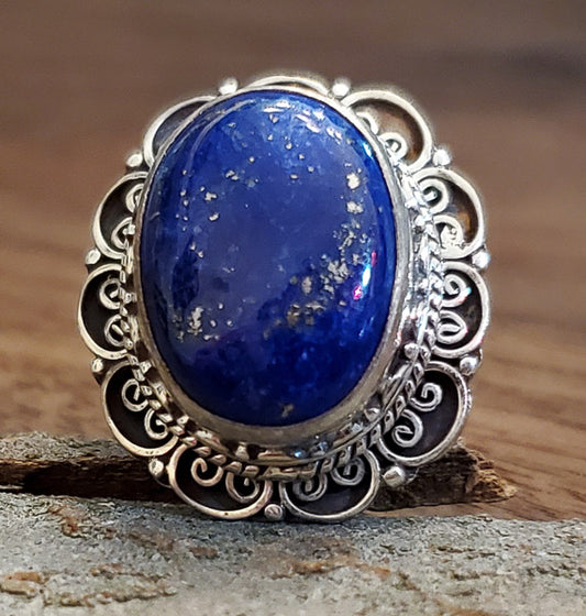 Lapis Lazuli Sterling Silver Ring Sz 8.5