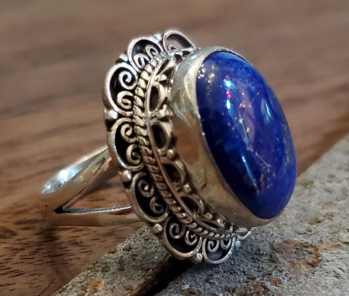 Lapis Lazuli Sterling Silver Ring Sz 8.5