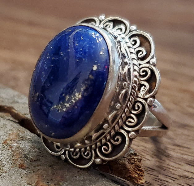 Lapis Lazuli Sterling Silver Ring Sz 8.5