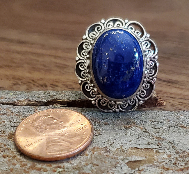 Lapis Lazuli Sterling Silver Ring Sz 8.5