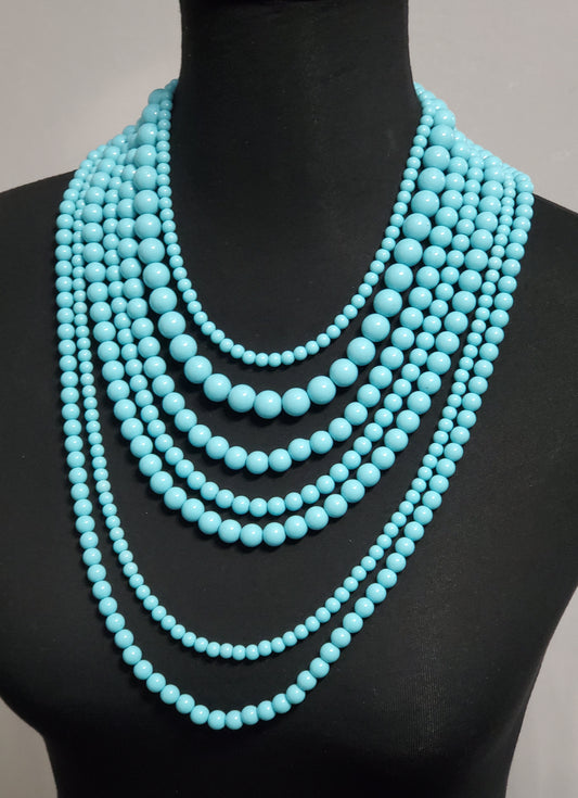 6000-Turquoise Color Layered Resin Necklace