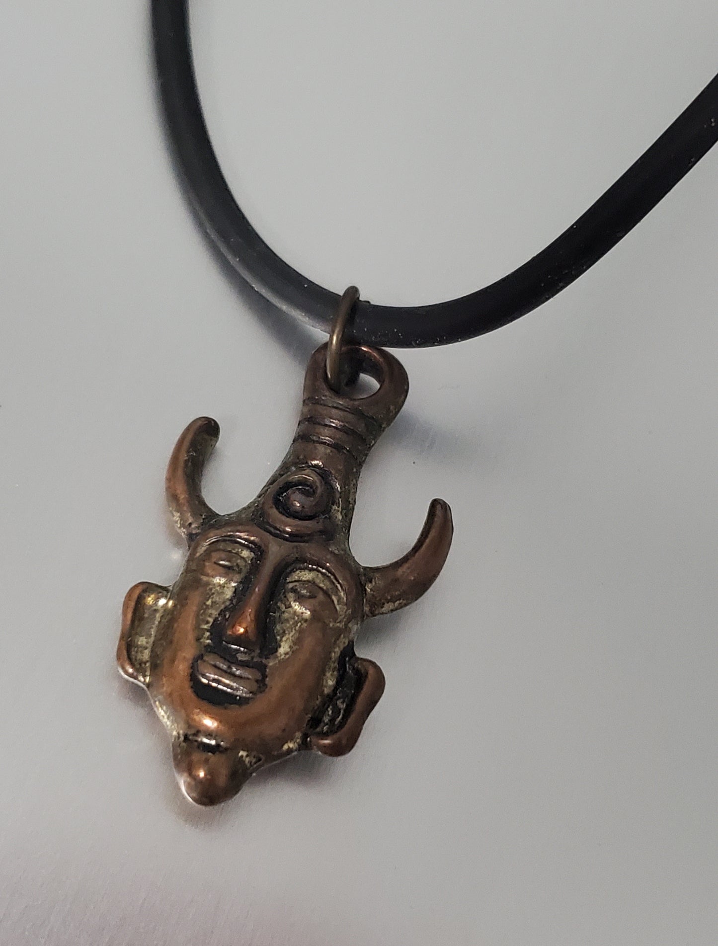 5268-Cord Metal Face Necklace