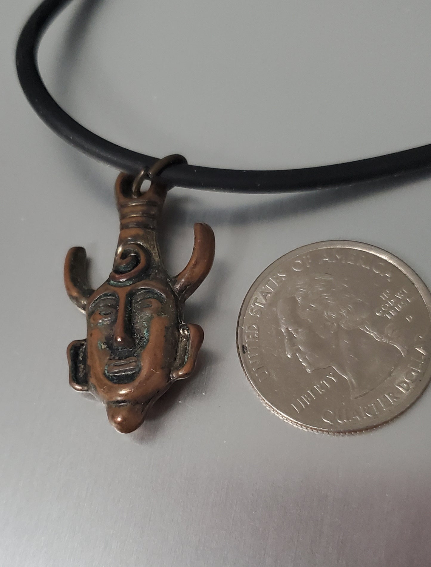 5268-Cord Metal Face Necklace