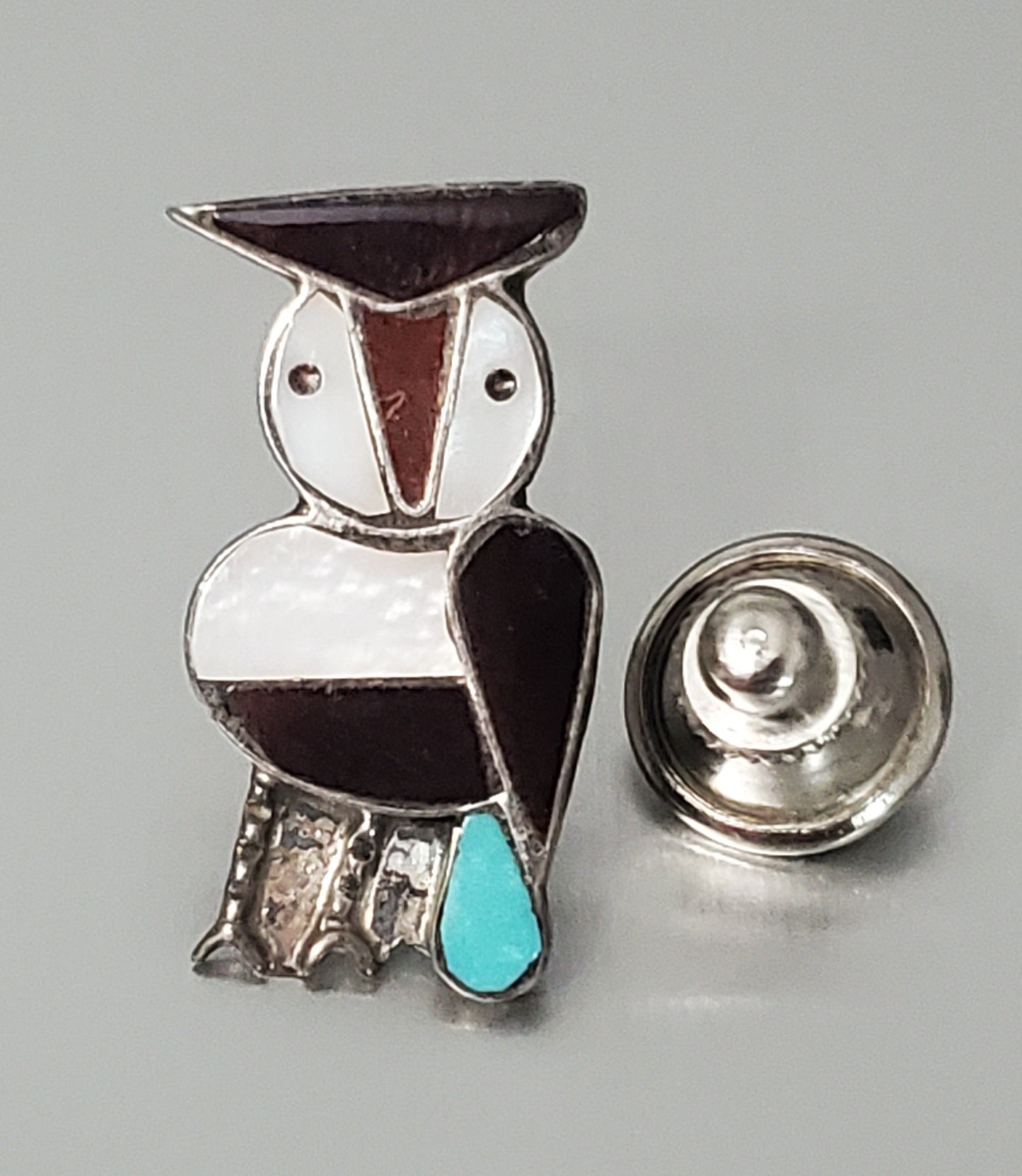 5380-Vintage Zuni Sterling Owl Pin