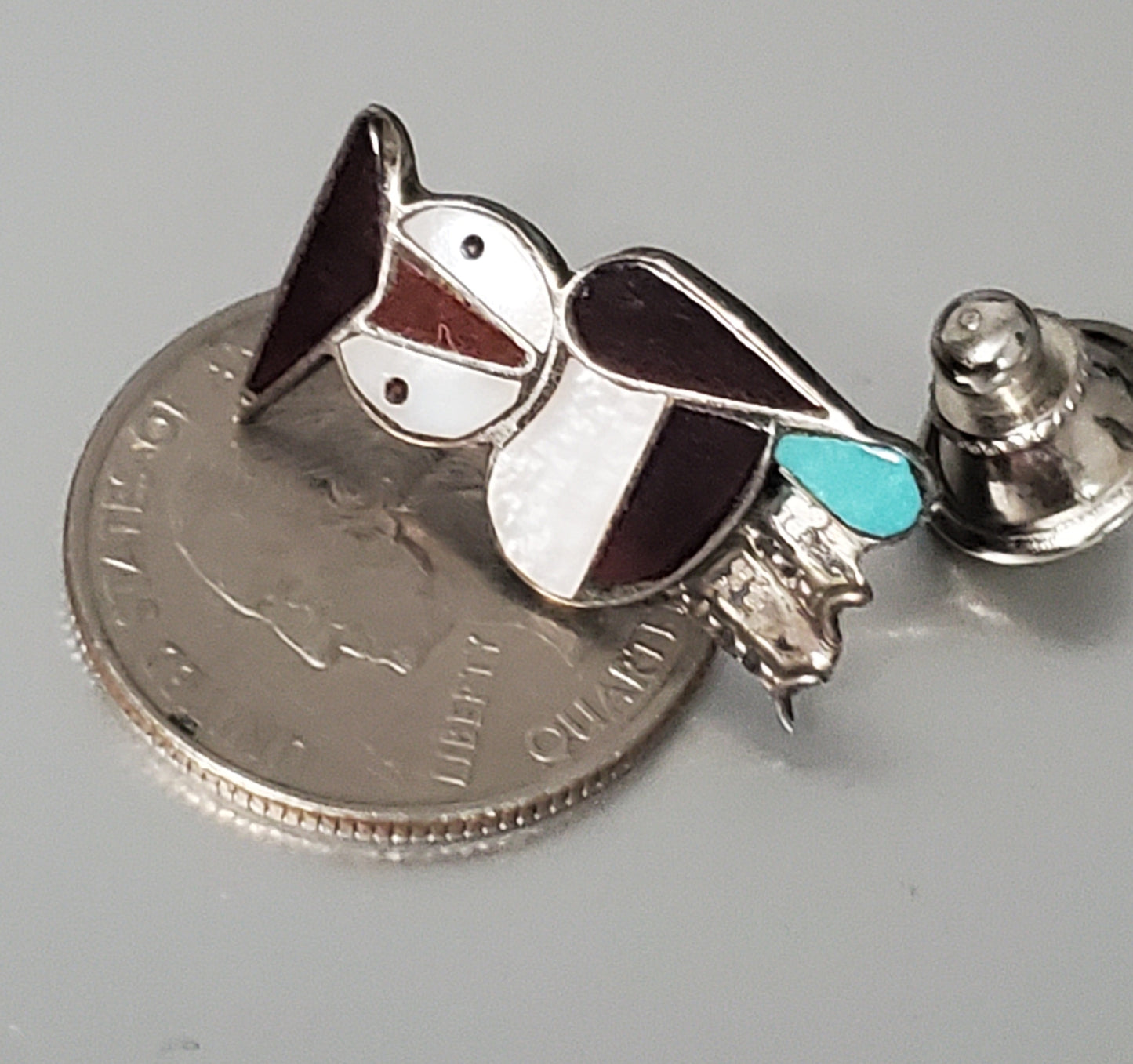 5380-Vintage Zuni Sterling Owl Pin