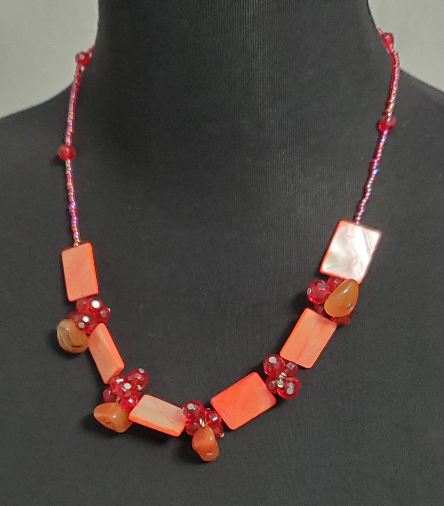 5420-Shell, Stone, & Glass Necklace