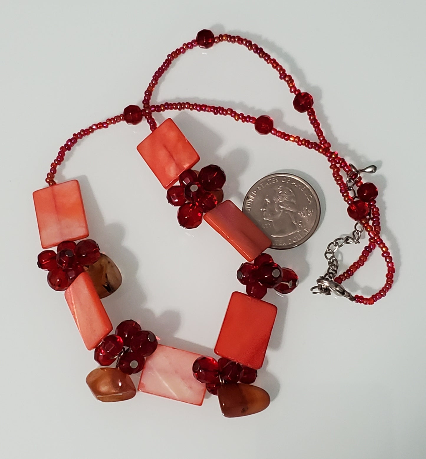 5420-Shell, Stone, & Glass Necklace