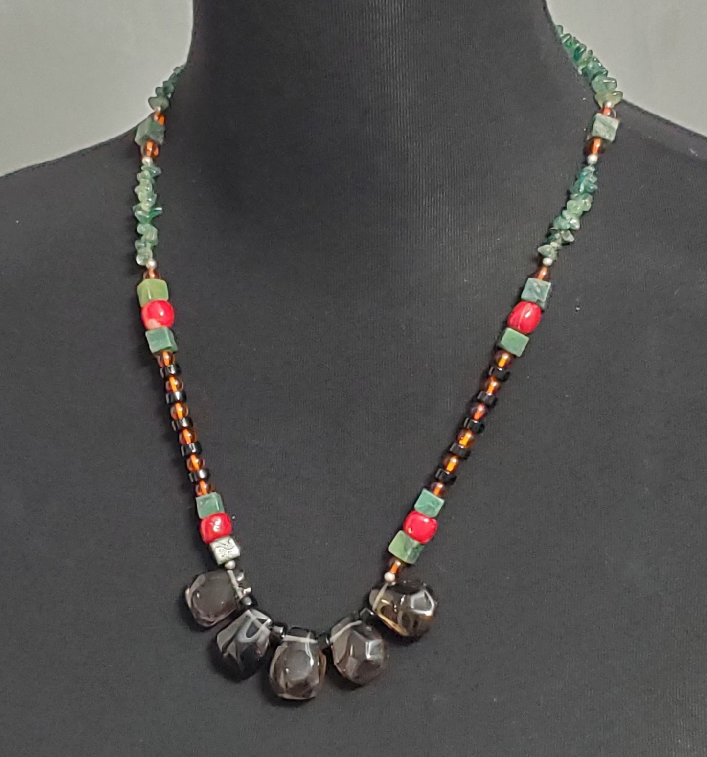 5464-Multi Gemstone Abstract Necklace