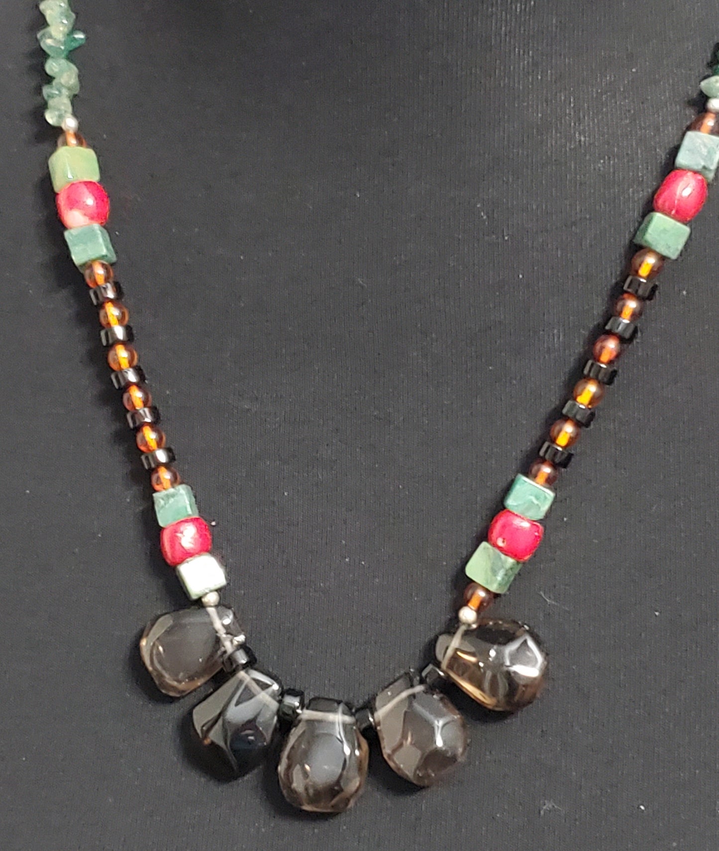 5464-Multi Gemstone Abstract Necklace