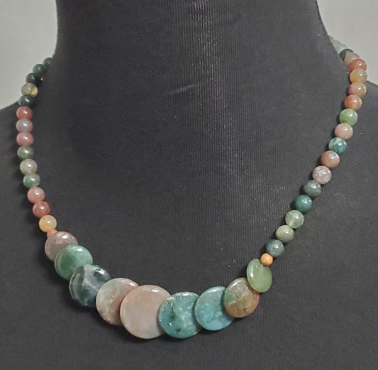 5482-Magnetic Clasp Stone Disk Necklace