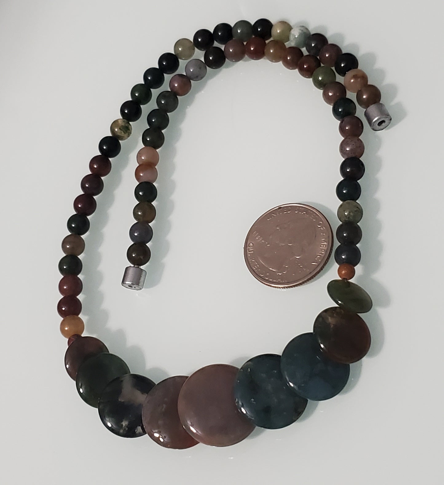 5482-Magnetic Clasp Stone Disk Necklace