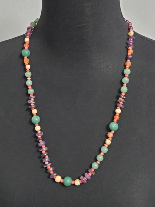 5488-Tested Jade & Amethyst Necklace