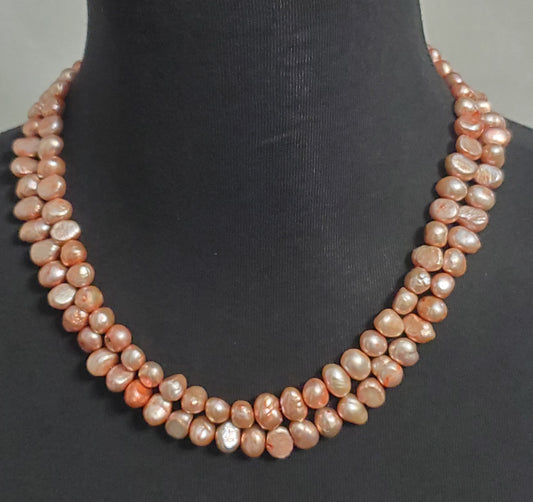 5496-Double Strand Pearl Necklace Set