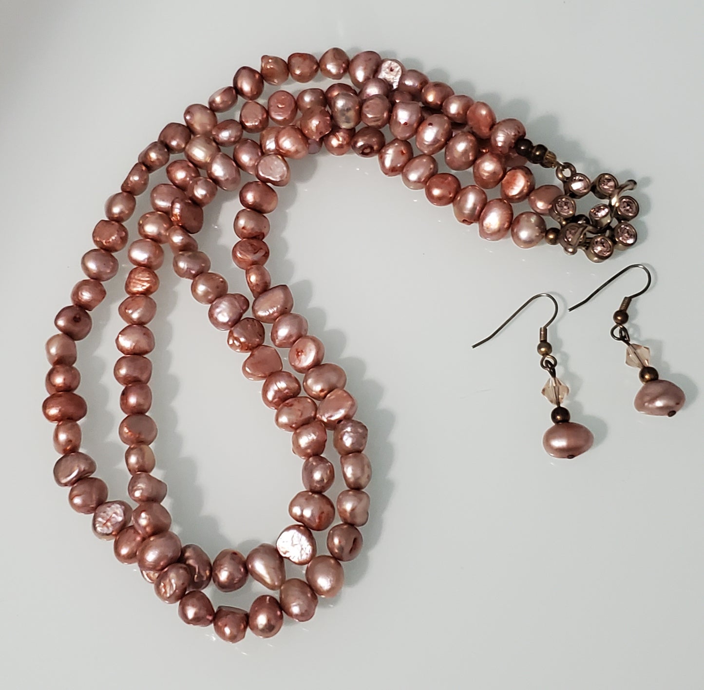 5496-Double Strand Pearl Necklace Set