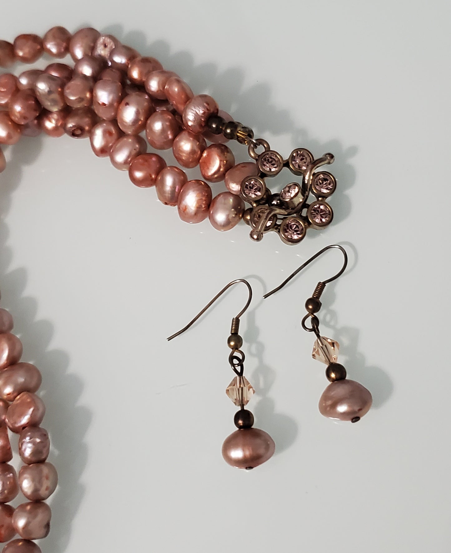 5496-Double Strand Pearl Necklace Set