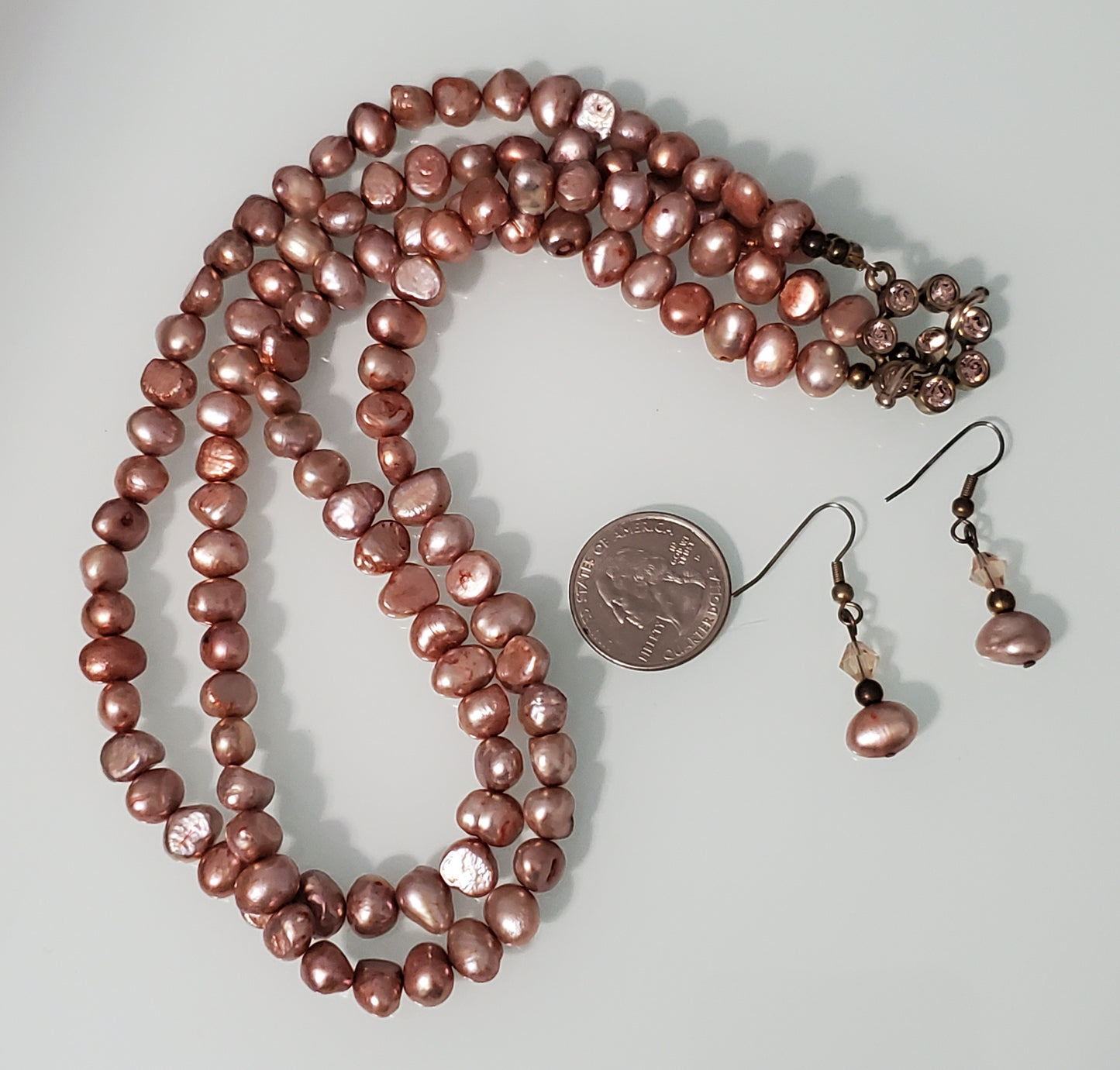 5496-Double Strand Pearl Necklace Set