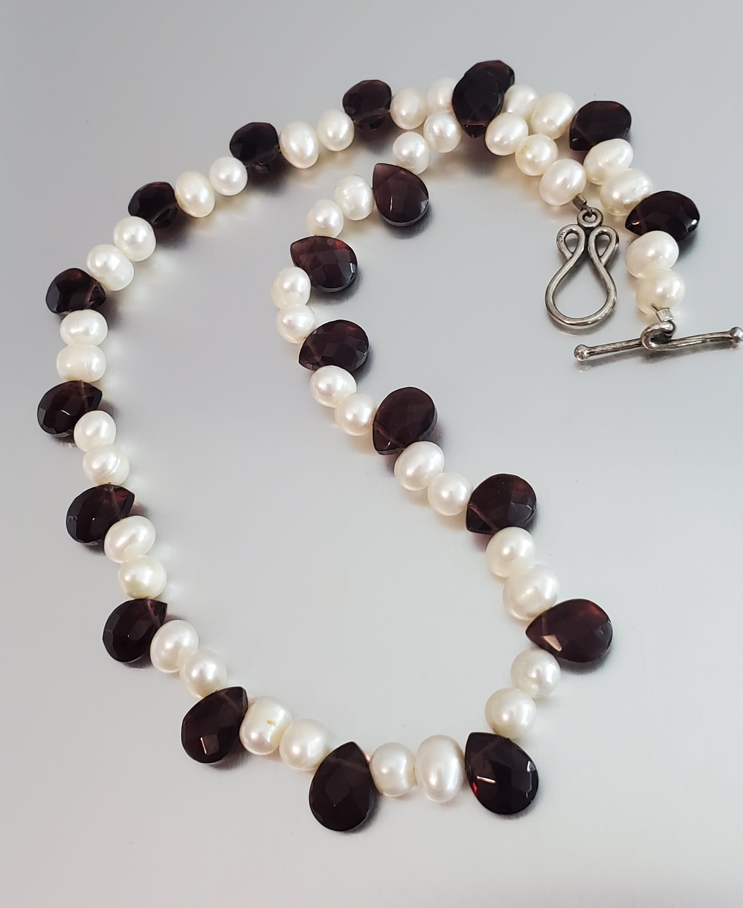 5856-Pearl & Glass 925 Clasp Necklace