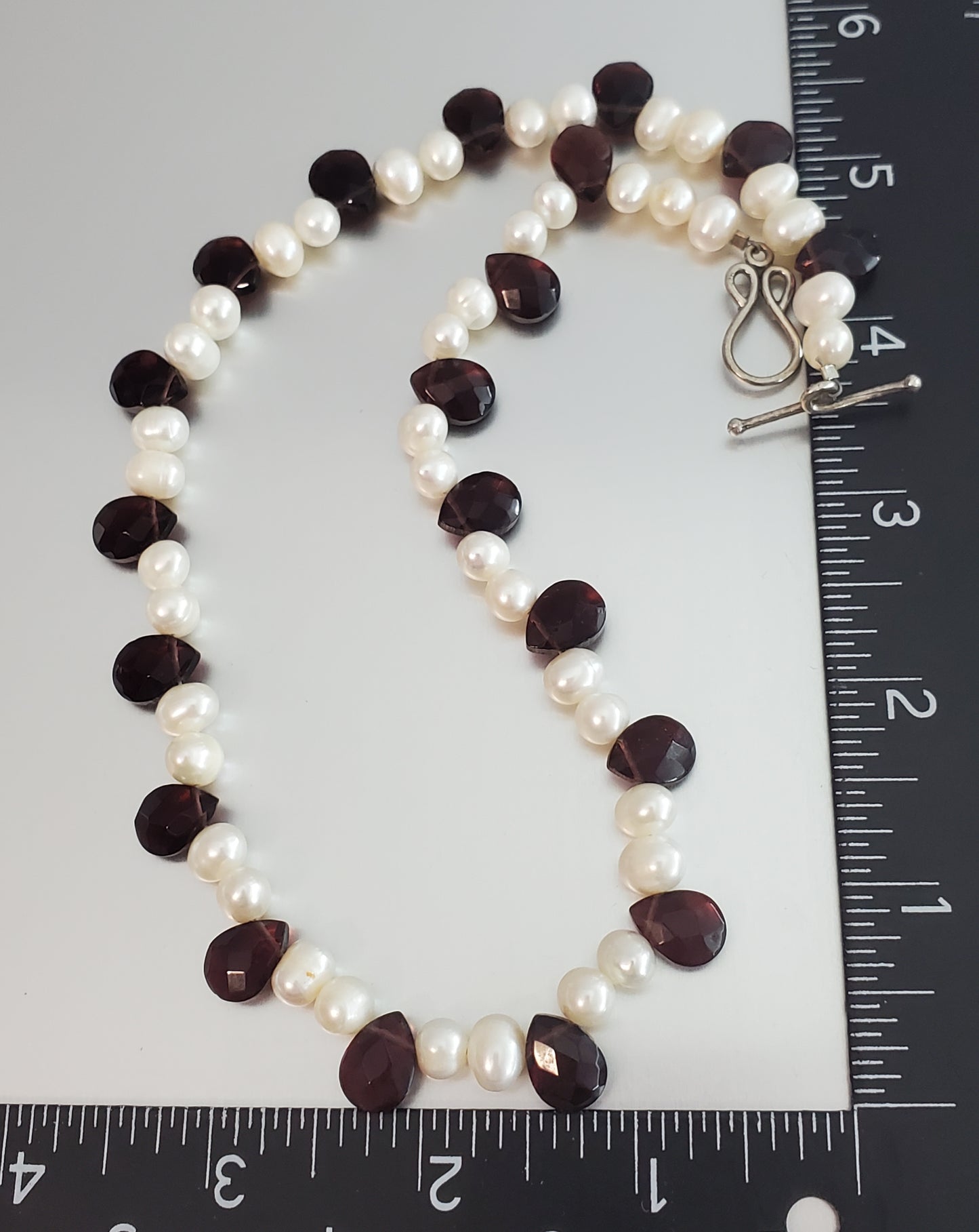 5856-Pearl & Glass 925 Clasp Necklace
