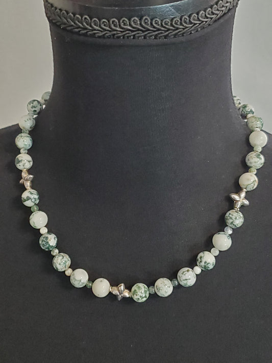 5870-Natural Stone Sterling Silver Necklace