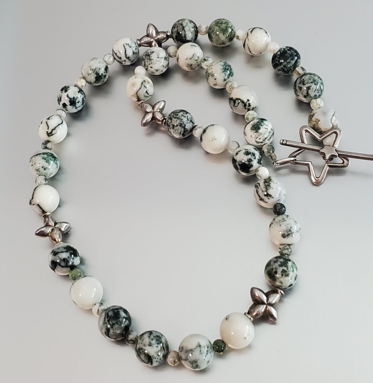 5870-Natural Stone Sterling Silver Necklace