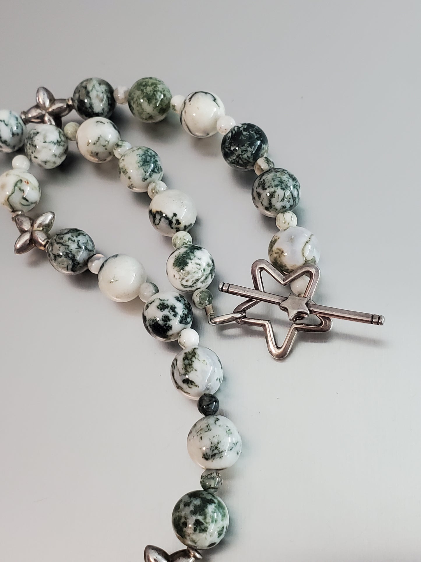 5870-Natural Stone Sterling Silver Necklace