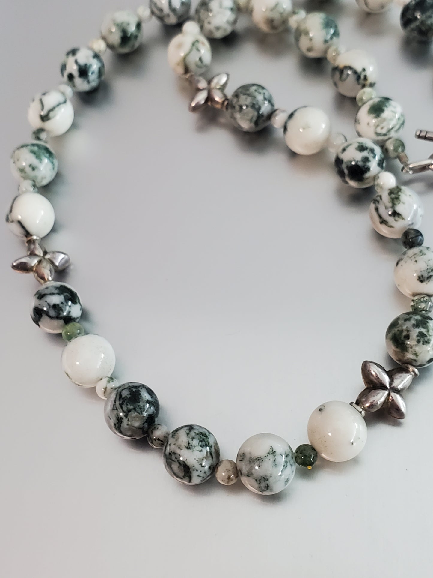 5870-Natural Stone Sterling Silver Necklace