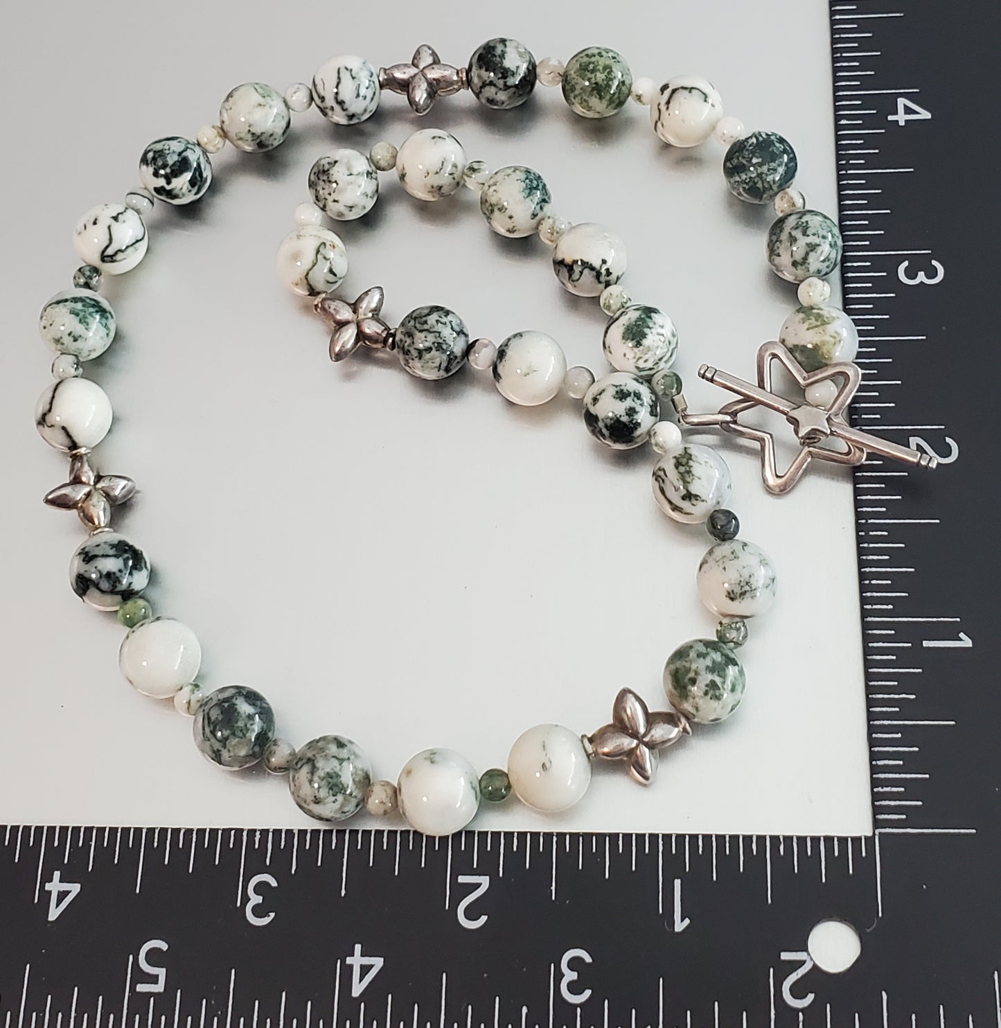 5870-Natural Stone Sterling Silver Necklace