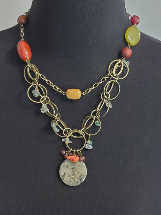 5874-Chico's Stone & Resin Necklace