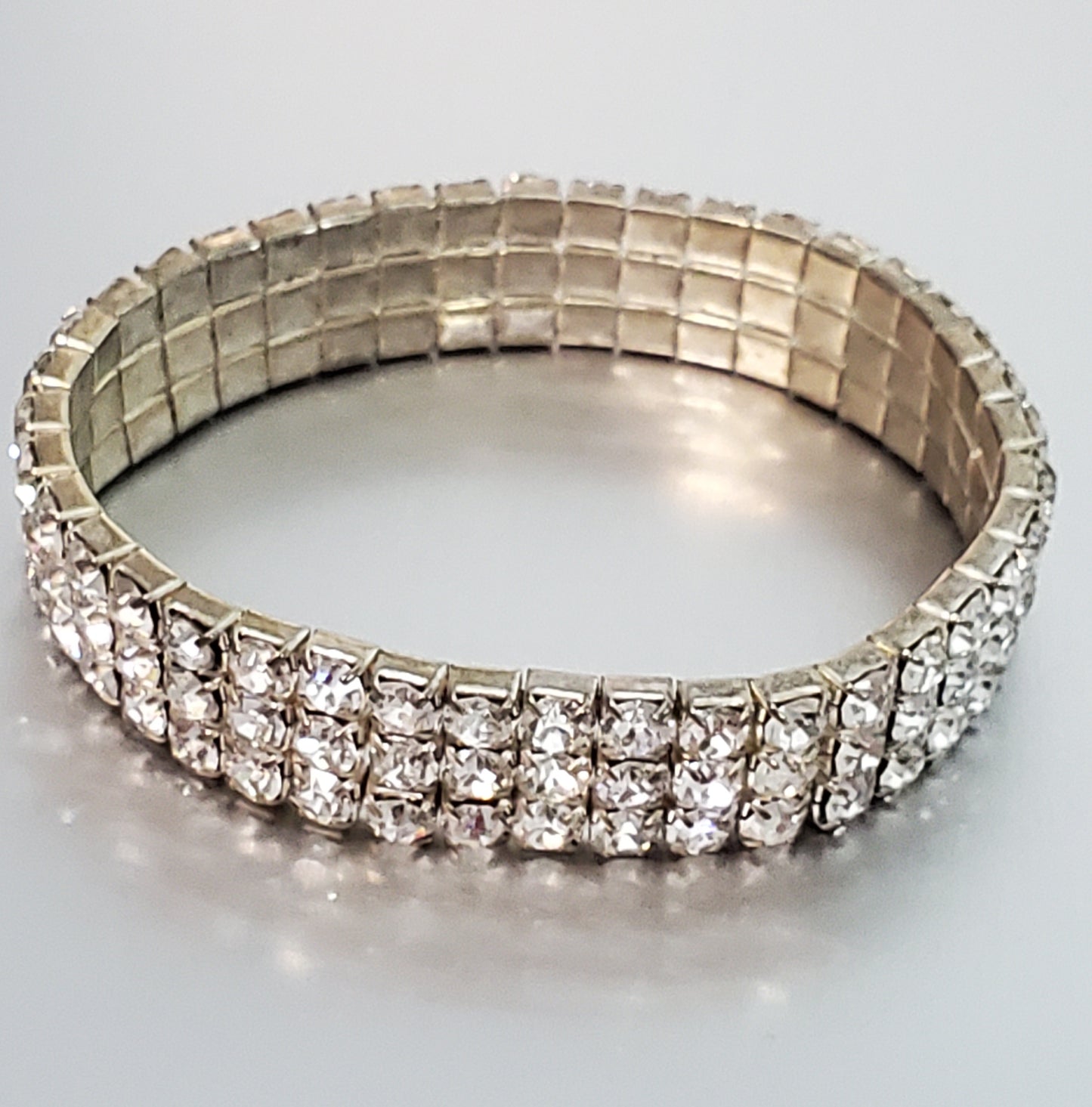 5930-3 Row Rhinestone Stretch Bracelet