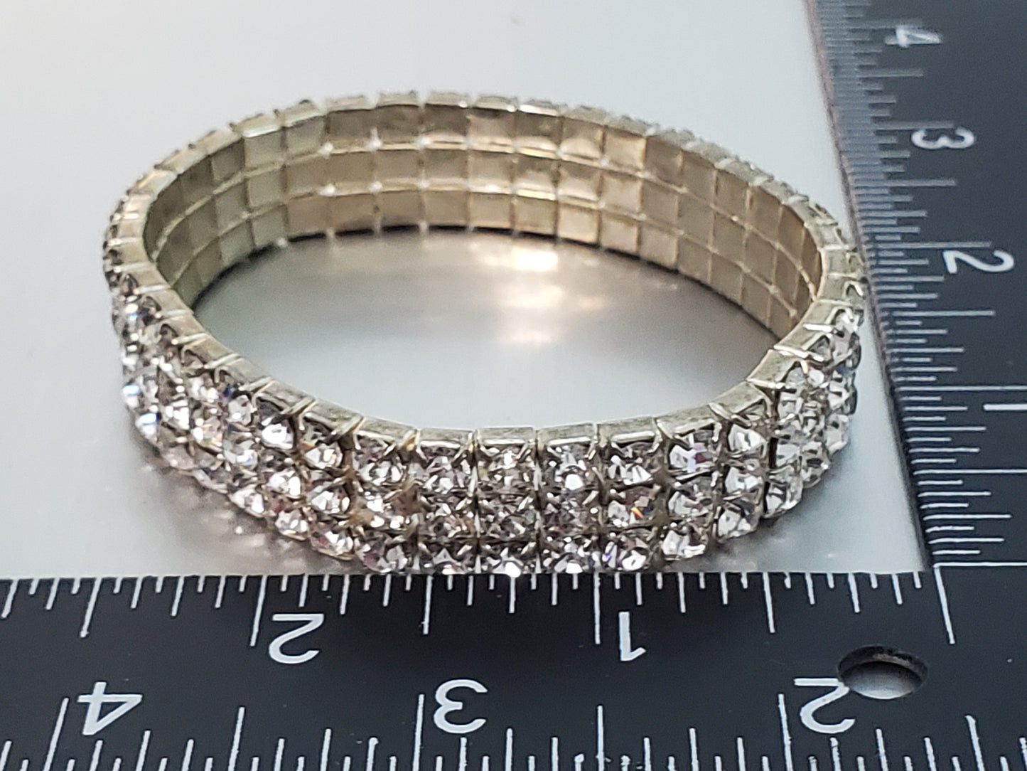 5930-3 Row Rhinestone Stretch Bracelet