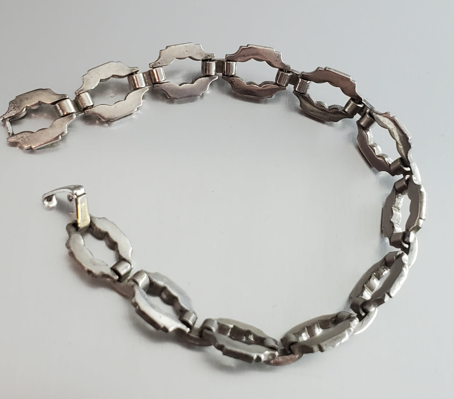 4164-Vtg Rhinestone Sterling Silver Bracelet