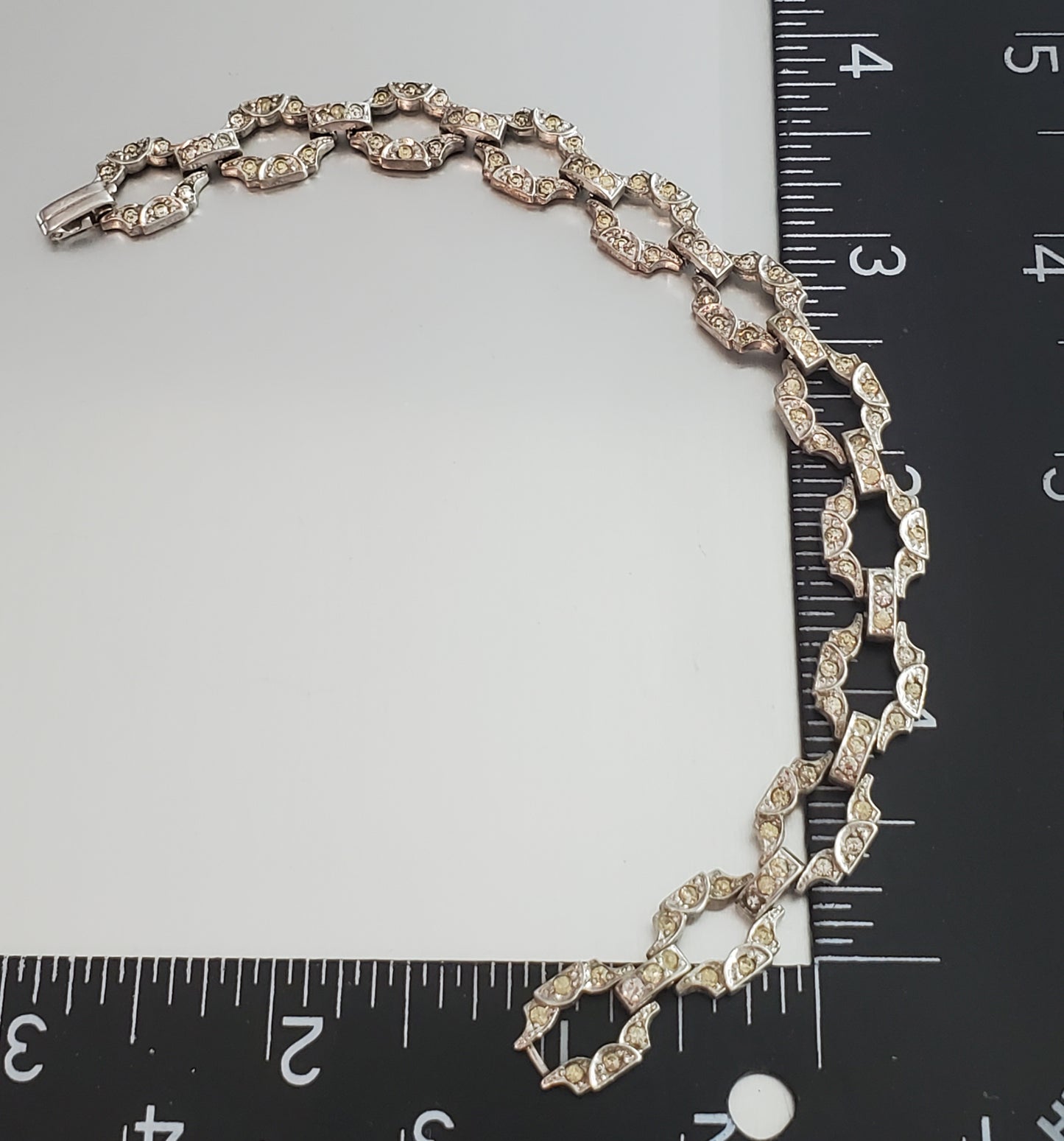 4164-Vtg Rhinestone Sterling Silver Bracelet