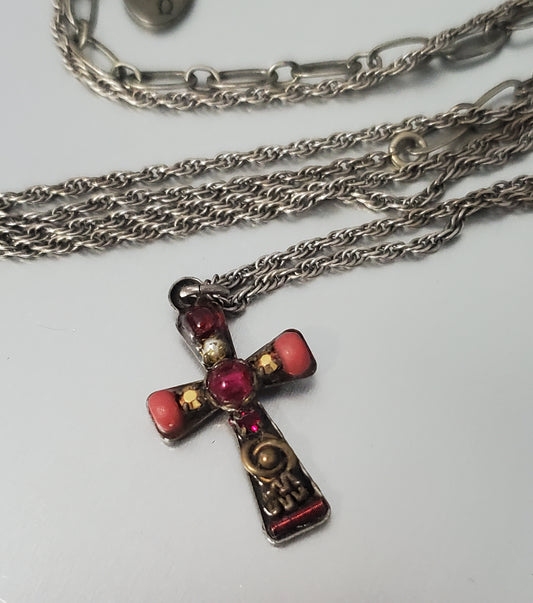 1530-Vintage Ayala Bar Cross Necklace