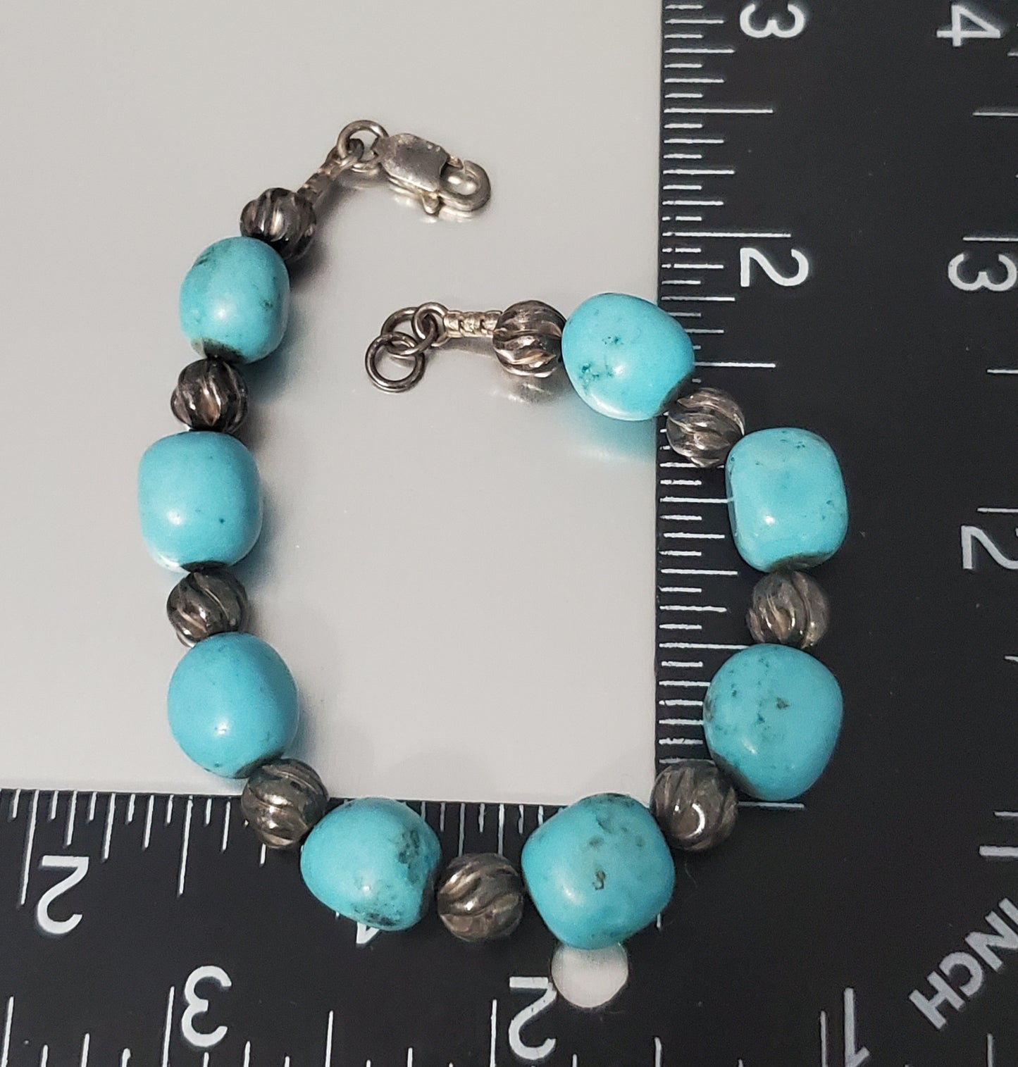 3109-Sterling Silver Stone Beaded Bracelet