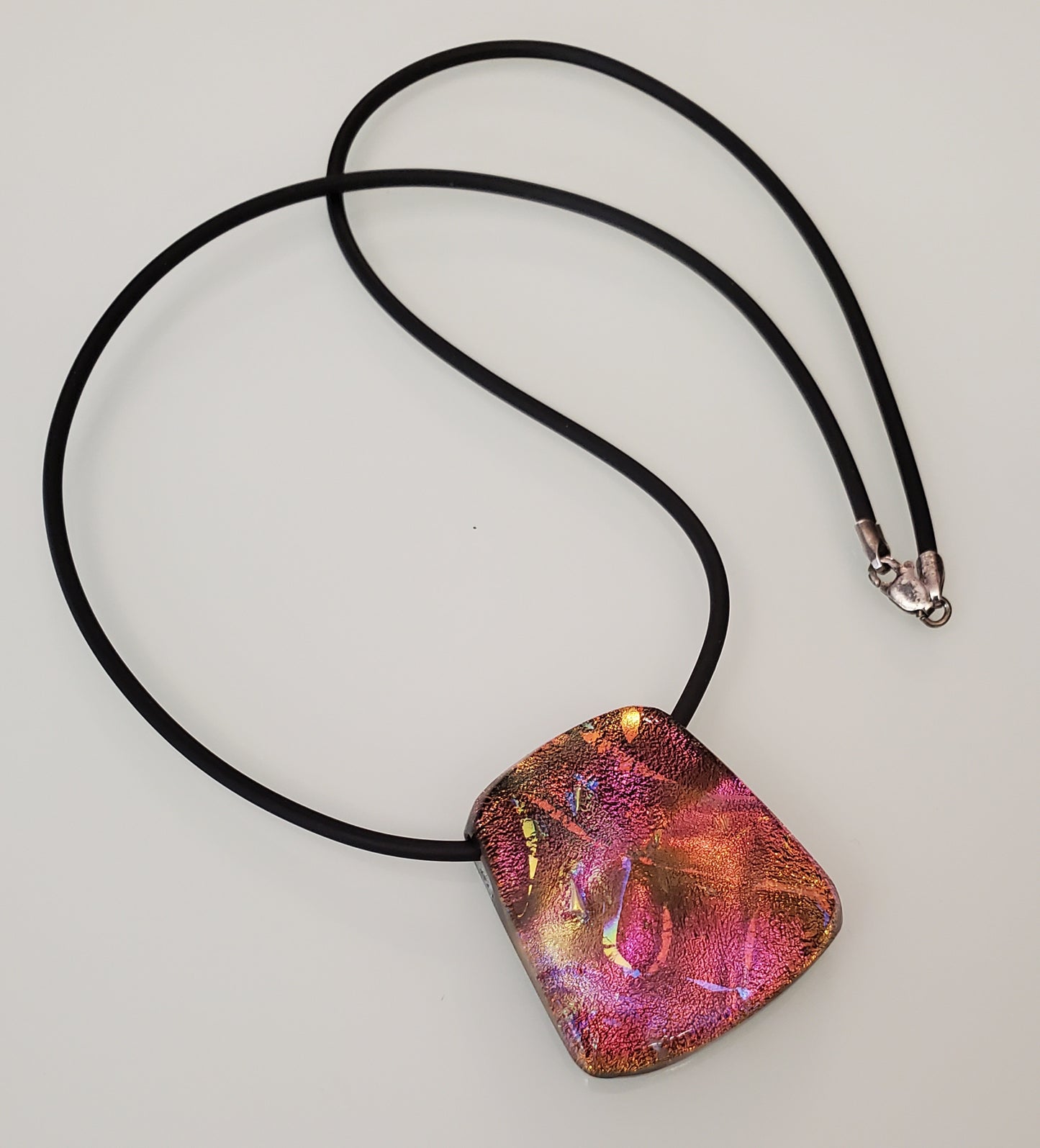 4142-Foiled Art Glass Sterling Necklace