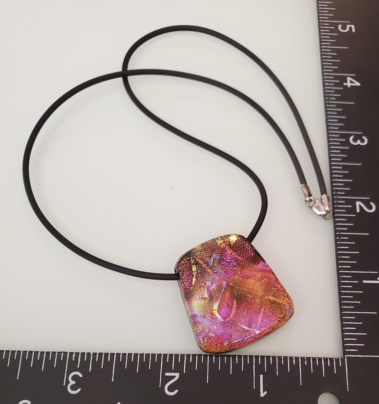 4142-Foiled Art Glass Sterling Necklace