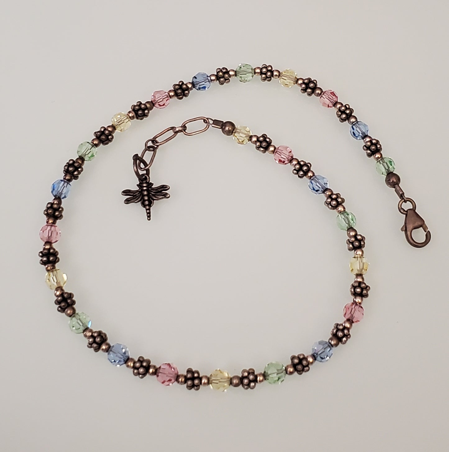 2382-Glass Sterling Silver Beaded Anklet